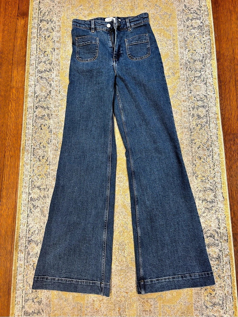 & Other Stories Paris Atelier Flared Patch Pocket Jeans & Blue Waist 25